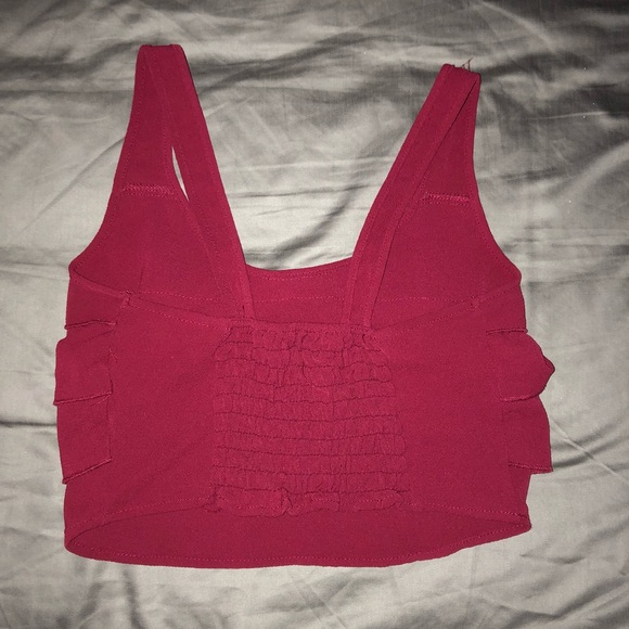 Maroon Ruffle Crop Top - Picture 3 of 3
